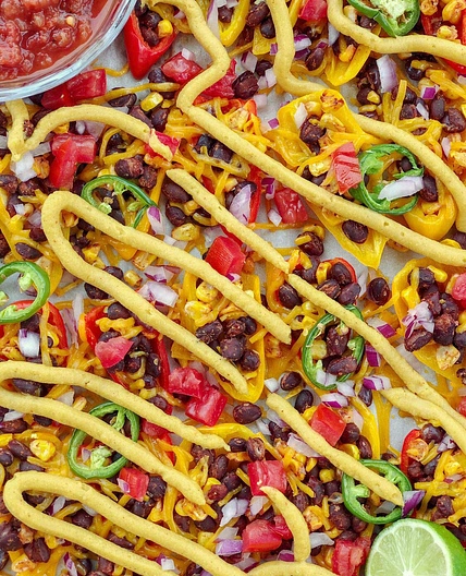 Vegan Mini Sweet Pepper Nachos