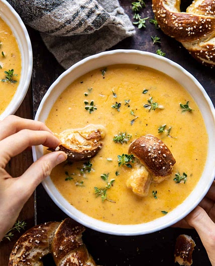 Brie and Cheddar Apple Beer Soup