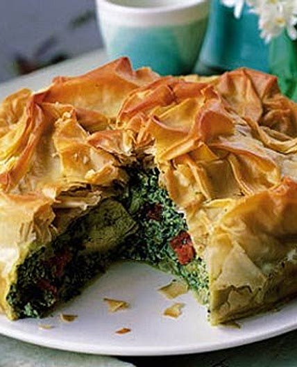 Spinach & artichoke filo pie