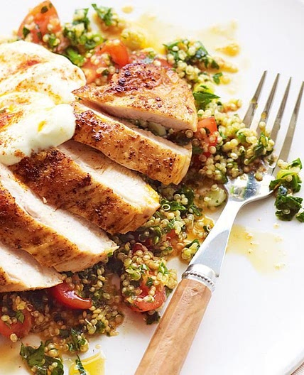 Paprika chicken with quinoa tabbouleh