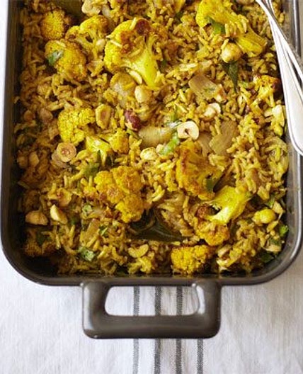 Roast cauliflower & hazelnut pilaf