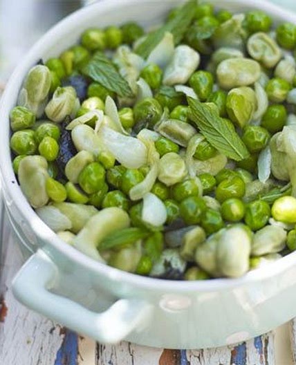 Broad beans & peas with mint butter