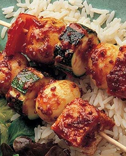 Devilled tofu kebabs