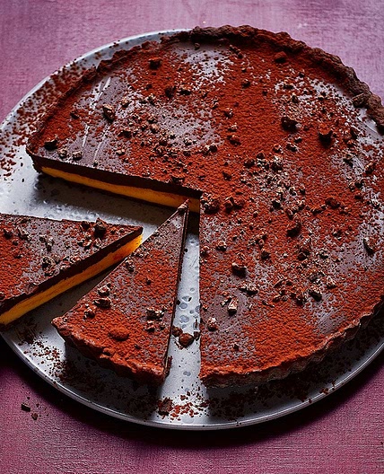 Dark chocolate & passion fruit tart