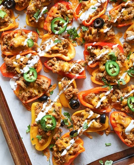 Mini Bell Pepper Loaded Turkey "Nachos"