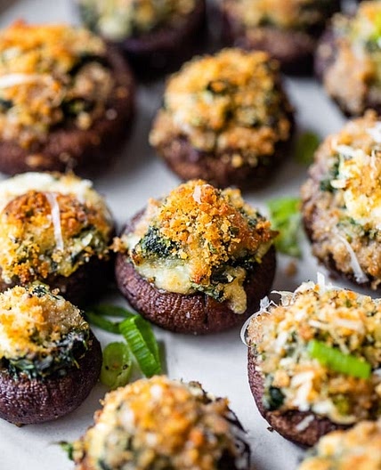 Spinach Dip Stuffed Mushrooms