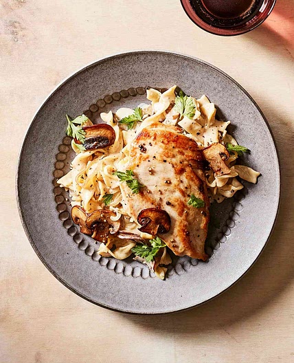 Creamy Chicken and Mushrooms With Egg Noodles