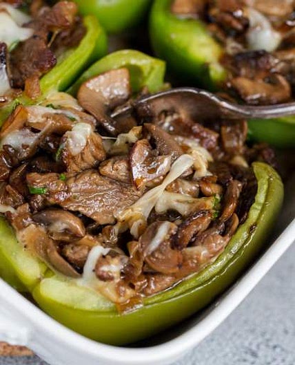 Philly Cheesesteak Stuffed Peppers - Optavia Lean and Green