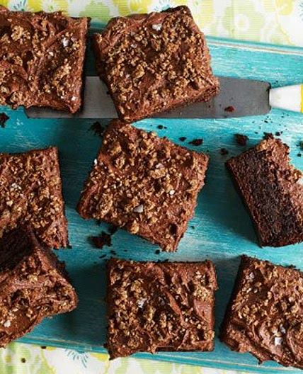 Salted dark chocolate, rye & courgette cake