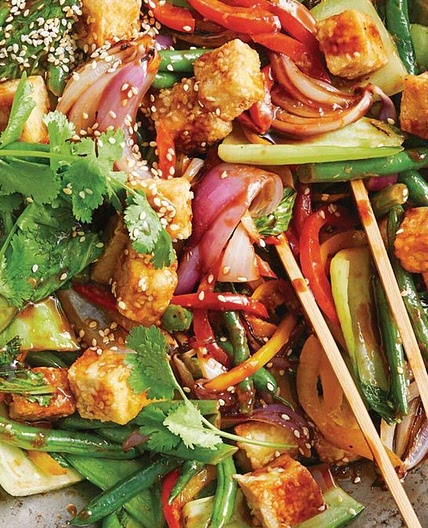 Healthy sesame tofu and vegetable stir fry recipe