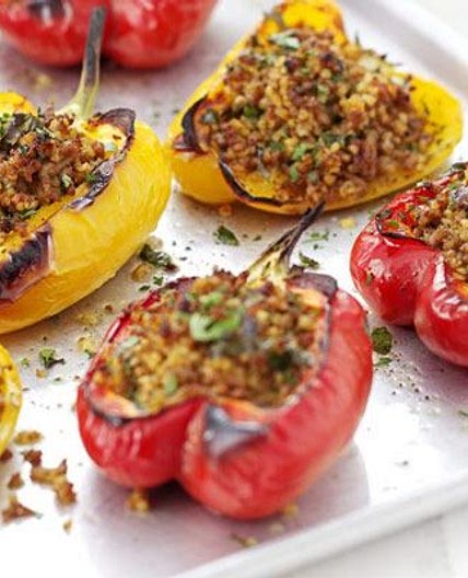 Pork & bulgur-stuffed peppers
