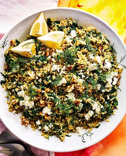 Lemon & spinach rice with feta