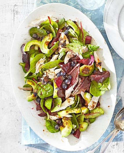 Chicken & avocado salad with blueberry balsamic dressing