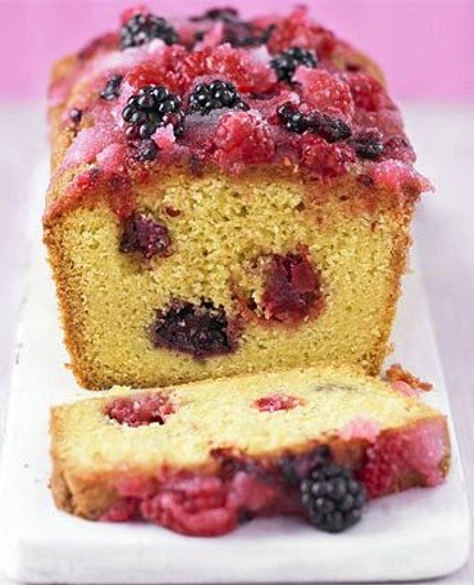 Summer fruit drizzle cake