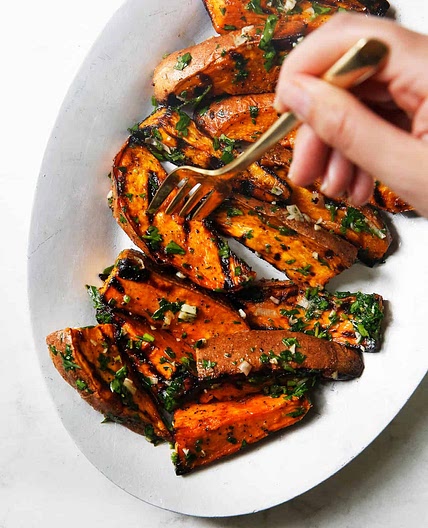 Grilled Sweet Potatoes with Chimichurri