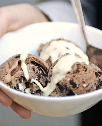 Malt chocolate ice cream with Oreo cookie crunch