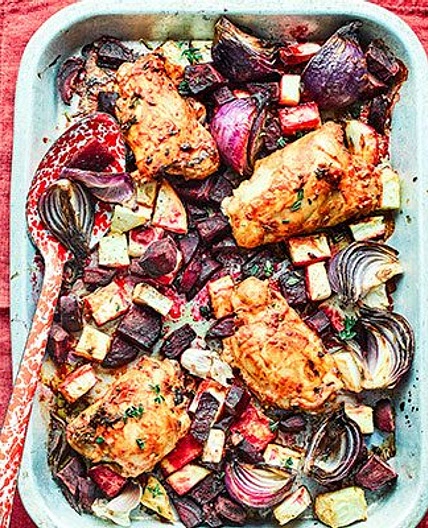 All-in–one chicken with wilted spinach