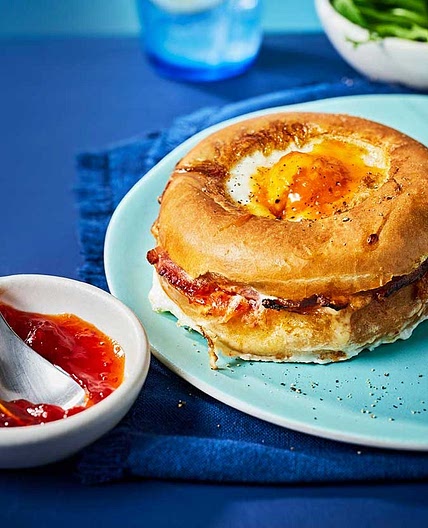Air-fryer ham, cheese & egg bagel