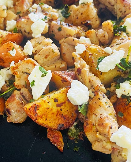 Blackstone Lemon Feta Chicken and Potatoes