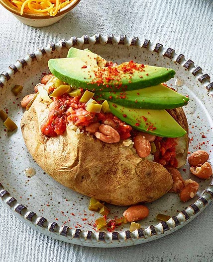 Stuffed Potatoes with Salsa & Beans