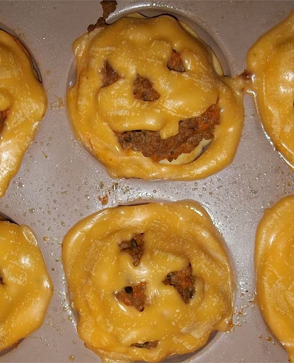 Halloween Jack-o'-Lantern Beef Pies