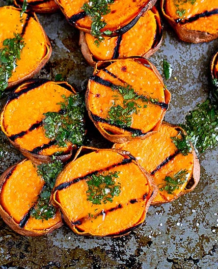 Grilled Sweet Potatoes with Cilantro Vinaigrette