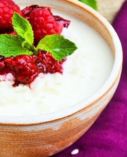 Creamy Rice Pudding with Raspberry Compote