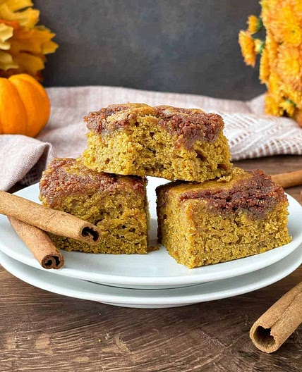 Pumpkin Blondies with Cinnamon Swirl