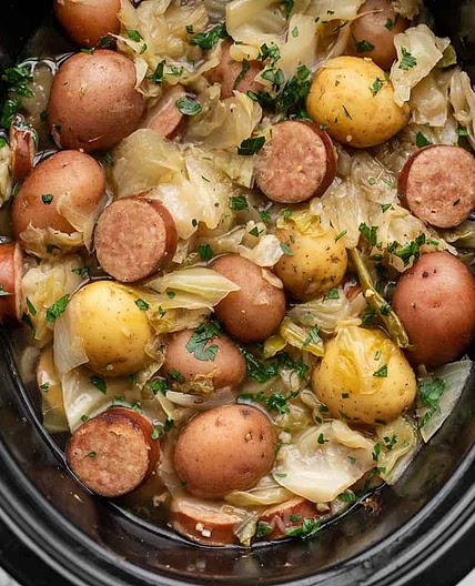 Slow Cooker Cabbage and Sausage
