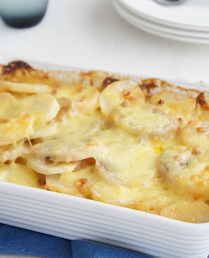 Potato, bacon, onion and garlic bake recipe