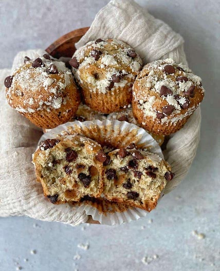 Moist Banana Chocolate Chip Muffins