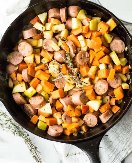 Sweet Potato Apple Sausage Skillet