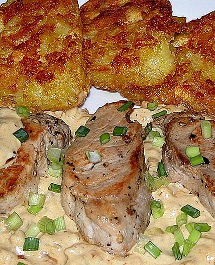 Schweinefilet in Sahnesauce