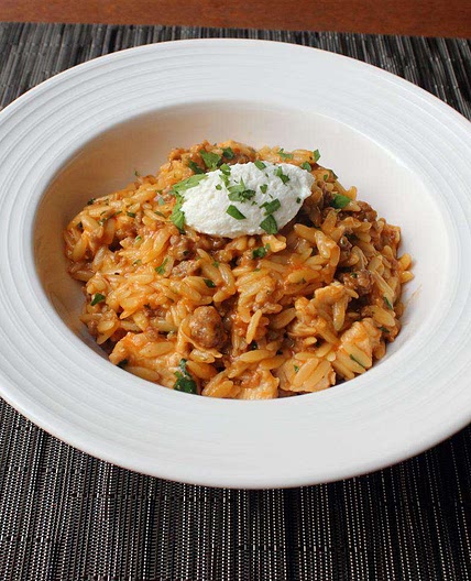 One-Pot Chicken and Sausage Orzo