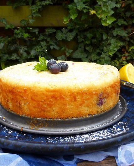 White Chocolate and Lemon Kladdkaka with Blueberries