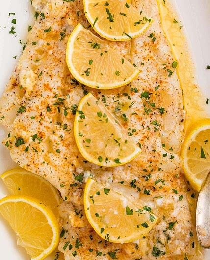 Baked Fish with Lemon-Garlic Butter