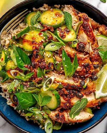 Chili Crisp Chicken Bowls