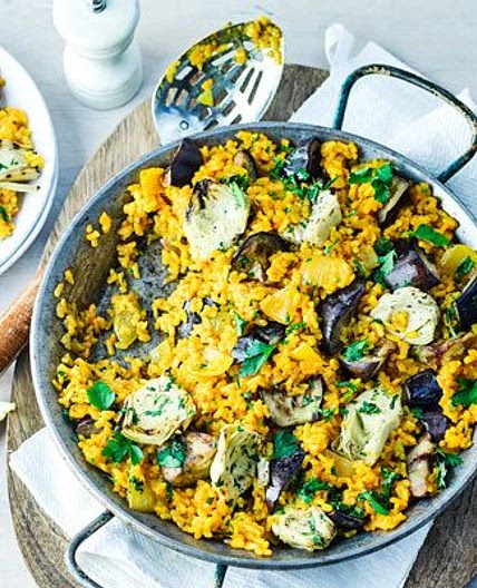 Artichoke & aubergine rice
