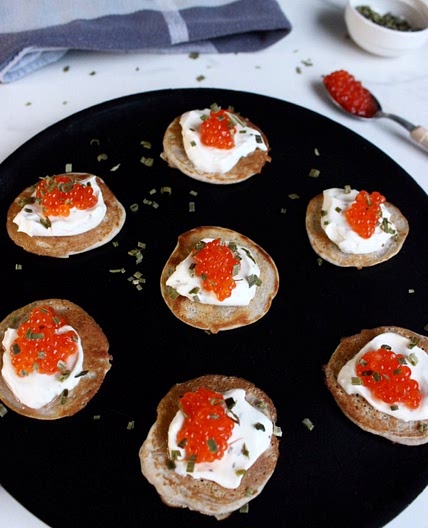Gluten Free Blinis with Salmon Eggs