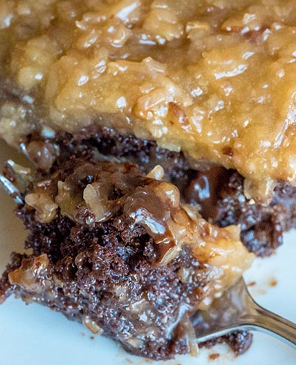 German Chocolate Poke Cake