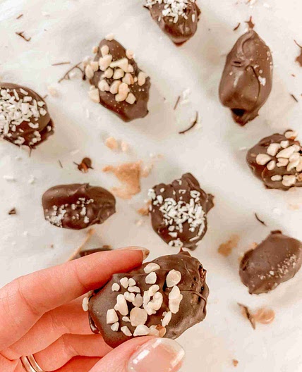 Peanut Butter Stuffed Chocolate Covered Dates