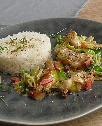 Hähnchen-Porree-Wok mit Geheimzutat