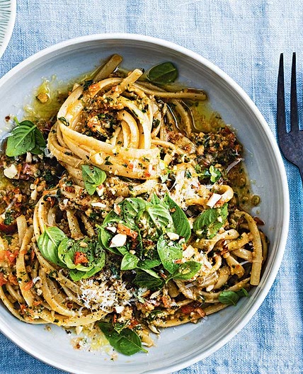 Linguine with Sicilian pesto