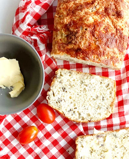Feta and Red Onion Quick Bread (regular or spelt flour)