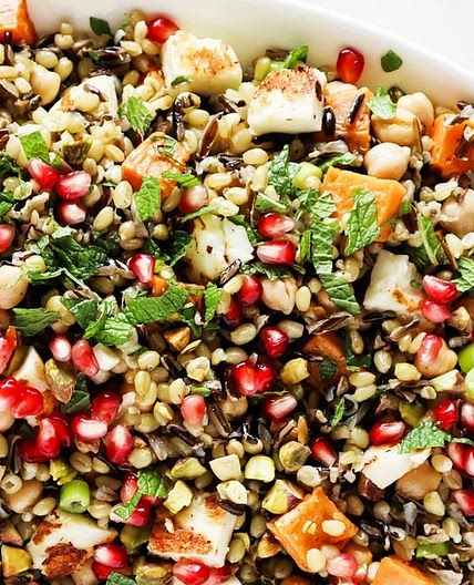 Ancient grain salad with haloumi recipe
