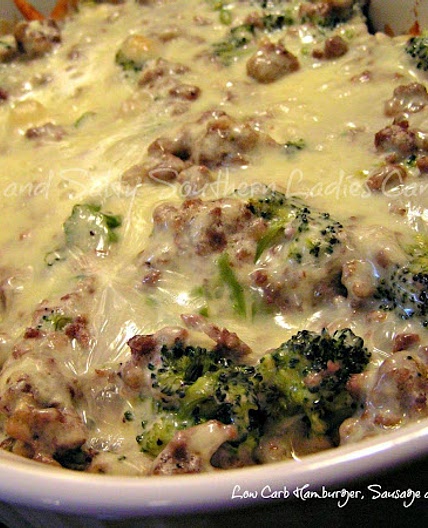Hamburger, Sausage, Broccoli Alfredo - Low Carb