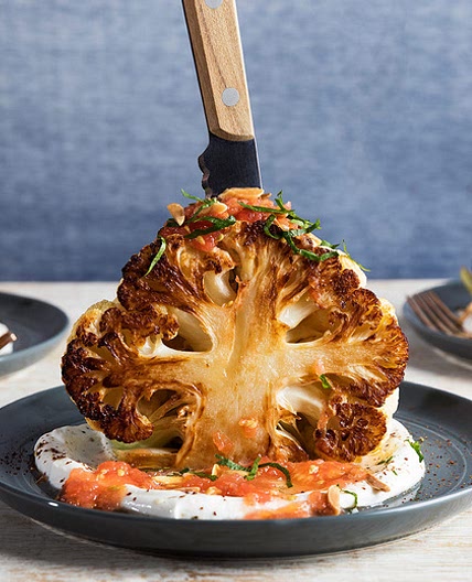 Israeli Cauliflower Steaks with Labneh Recipe | Tasting Table