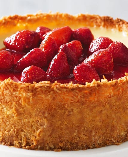 Coconut and strawberry cheesecake