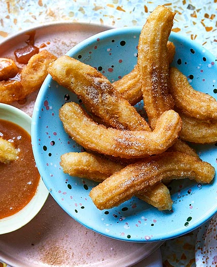Churros with salted caramel sauce