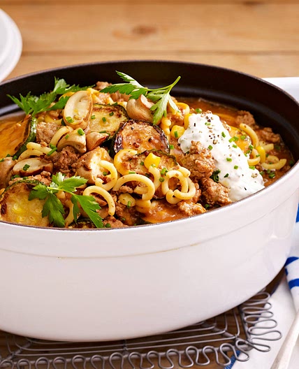 Hacktopf mit Gabelspaghetti